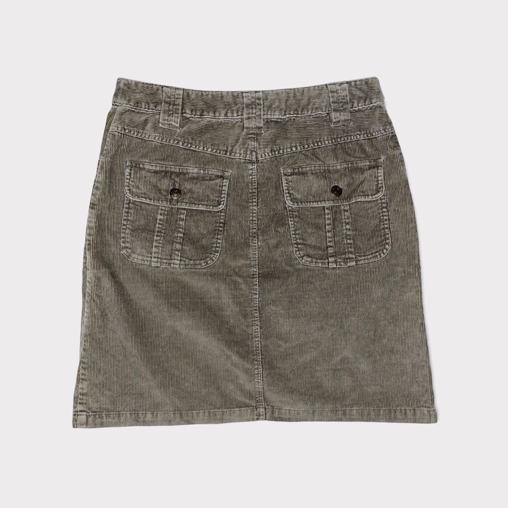 Vintage y2k H&M L.O.G.G. Dark Green Corduroy Carpenter Mini Skirt Sz 8 - Picture 3 of 4
